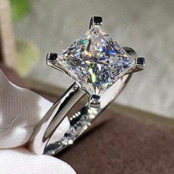 Jewelry - NEW 2CT Princess Cut Square Diamond Wedding Ring